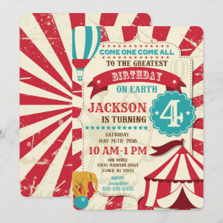 Circus Birthday Einladung Vintage Karneval Thema