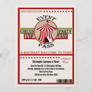 Circus Birthday Party Event Einladung