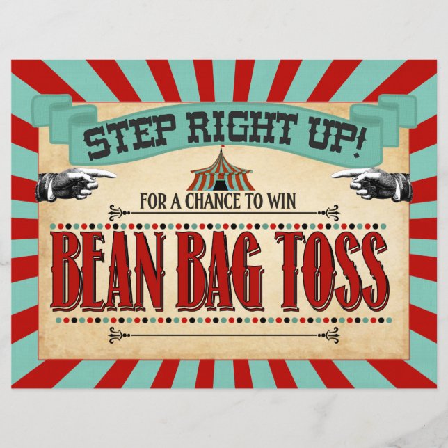 Circus Birthday Party Game Sign Bean Bag Toss (Vorderseite)