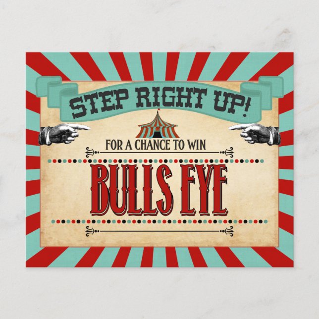 Circus Birthday Party Game Sign Bulls Auge (Vorderseite)