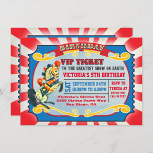 Circus Birthday Party VIP Ticket Einladung