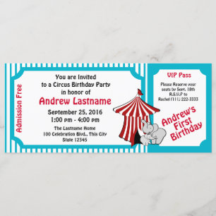 Circus Birthday Pass Einladung