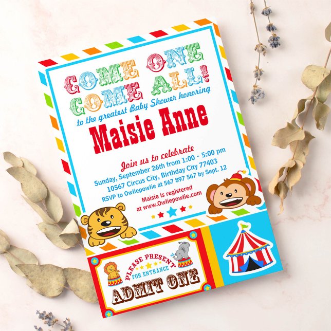 Circus Carnival Baby Dusche Party Einladung (Von Creator hochgeladen)