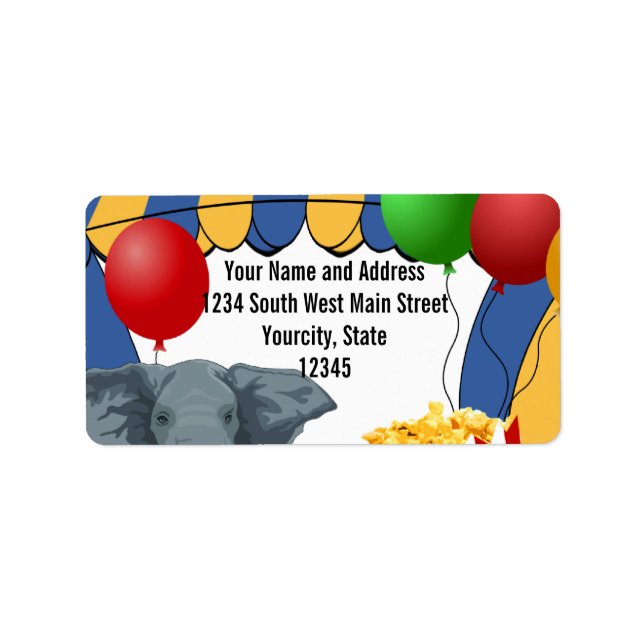 Circus Carnival Custom Geburtstag Adressaufkleber (Vorne)