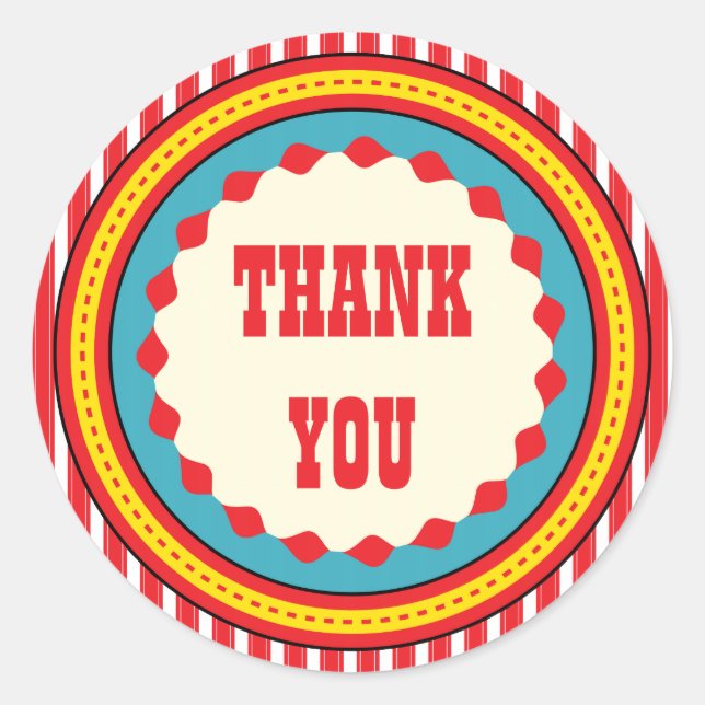 Circus Carnival Geburtstagsparty Danke Sticker (Vorderseite)