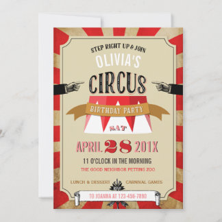Circus Carnival Geburtstagsparty Red Einladung
