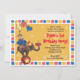 Circus Clown 1. Happy Birthday - Rabatt für Sari Einladung