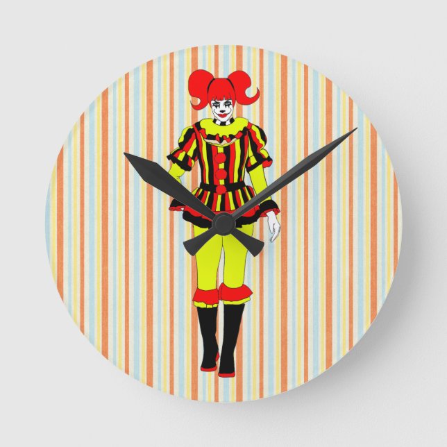 Circus Clown Frauenseitenshow Freak Horror Gothic  Runde Wanduhr (Vorderseite)