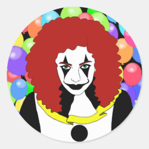 Circus Clown Girl Wicked women Horror Gothic Art Runder Aufkleber