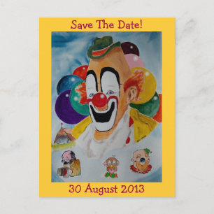 Circus Clown - Save the Date Postkarte