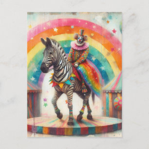 Circus Clown und Zebra Postkarte