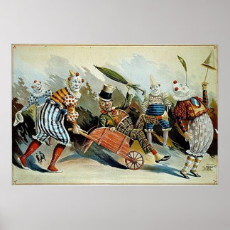 Circus Clowns Vintag Art Poster