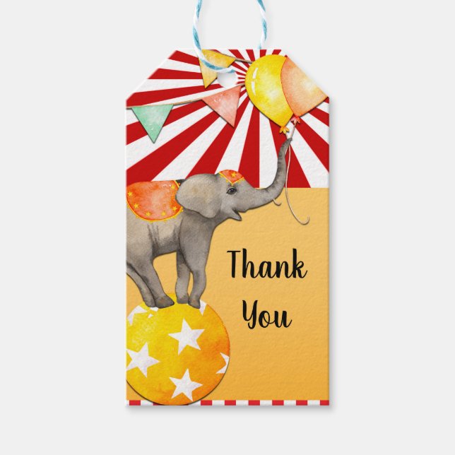 Circus Elephant auf Ball & Lion Karneval Party Geschenkanhänger (Vorderseite)