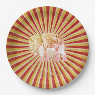 Circus Elephant auf Vintag Stripe Poster Pappteller