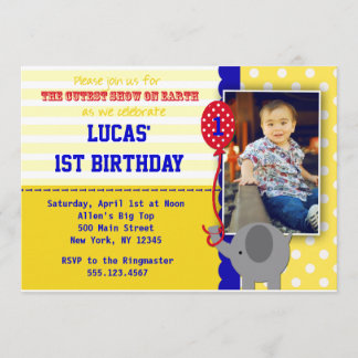 Circus Elephant Big Top Birthday Einladungen Boy