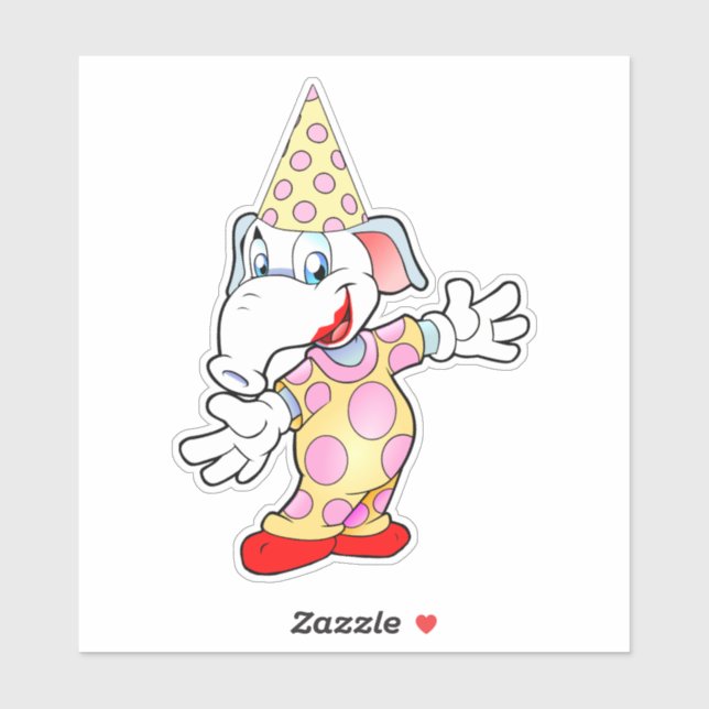 Circus Elephant Clown Cartoon Art Aufkleber (Blatt)