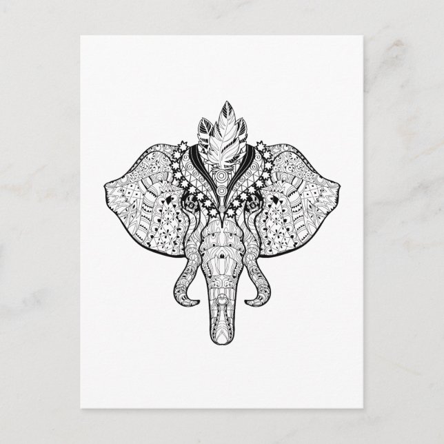Circus Elephant Doodle Postkarte (Vorderseite)