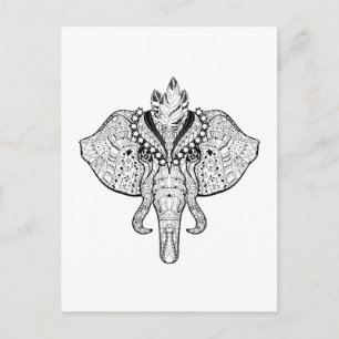 Circus Elephant Doodle Postkarte