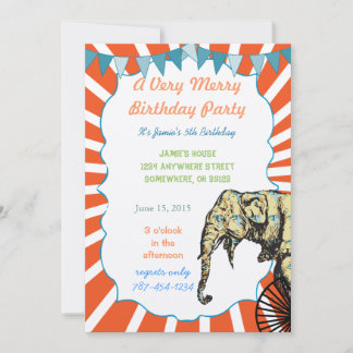 Circus Elephant Geburtstagsparty Einladung Bunting
