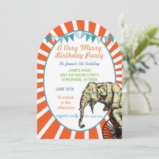 Circus Elephant Geburtstagsparty Einladung Jagd