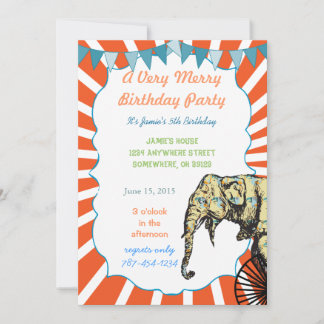 Circus Elephant Geburtstagsparty Einladung Jagd