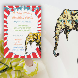 Circus Elephant Geburtstagsparty Einladung Jagd