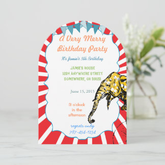 Circus Elephant Geburtstagsparty Einladung Jagd