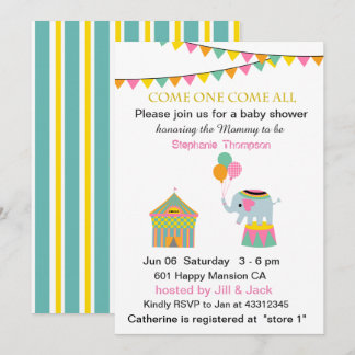 Circus Elephant mit Banting Baby Dusche Einladung