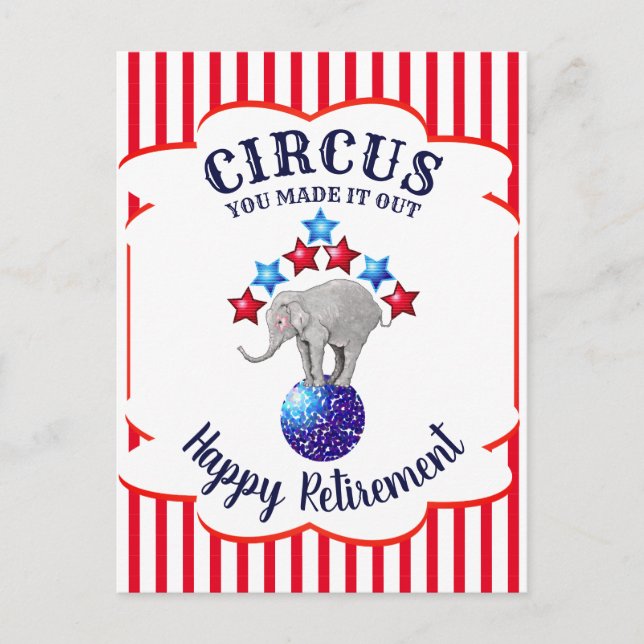 Circus Elephants Funny Retirement Postkarte (Vorderseite)