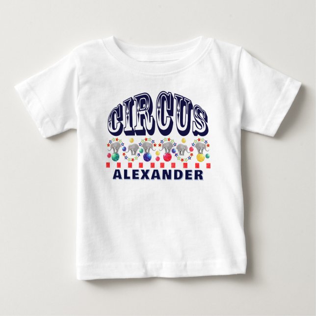 Circus Elephants Strip Carnival Baby T-shirt (Vorderseite)