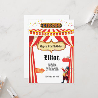 Circus Extravaganza Party Einladung Card