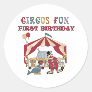 Circus First Geburtstag Runder Aufkleber