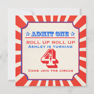 Circus fun Messe 4. Geburtstag Einladung