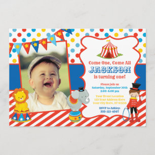 Circus Geburtstag Einladung mit Foto