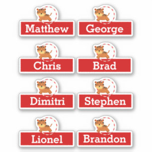 Circus Geburtstagsparty Gunst Namenstiger Cartoon Aufkleber