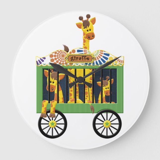 Circus Giraffe Große Wanduhr (Vorderseite)