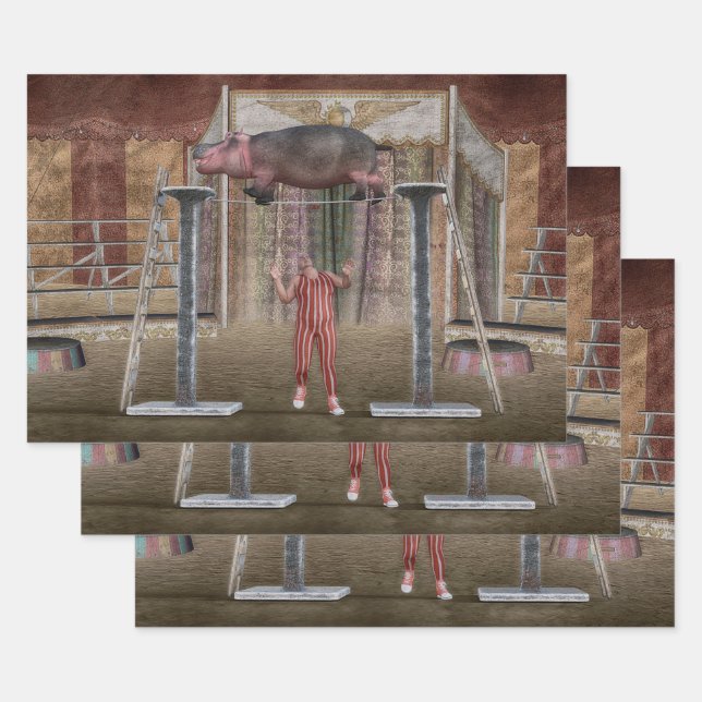 Circus Hippo Balancing Geschenkpapier Set (Set)