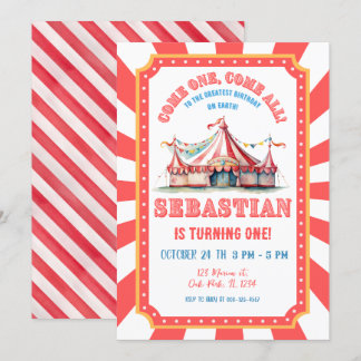 Circus Karneval 1. Geburtstag Party Einladung