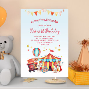 Circus Karneval Boys 1. Geburtstag Einladung