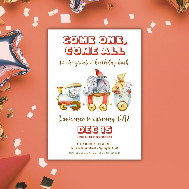 Circus Karneval Festival - Anreise mit dem Auto Einladung (Circus Carnival Festival Animal Train Kid Birthday Invitation)