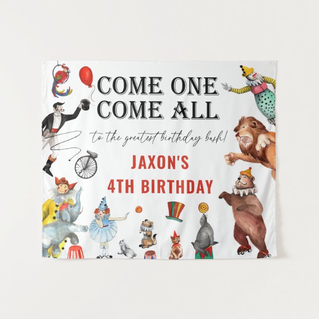 Circus Karneval Festival Geburtstag Party Hintergr Wandteppich (Vorderseite (Horizontal))