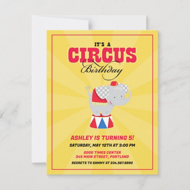Circus Karneval Geburtstagsparty Einladung (Vorderseite)