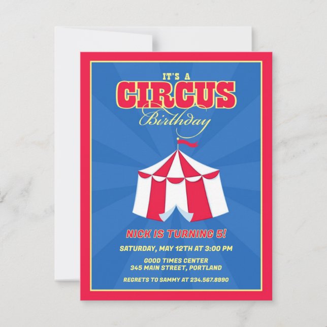 Circus Karneval Geburtstagsparty Einladung (Vorderseite)