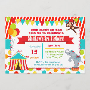 Circus Karneval Geburtstagsparty Einladungen