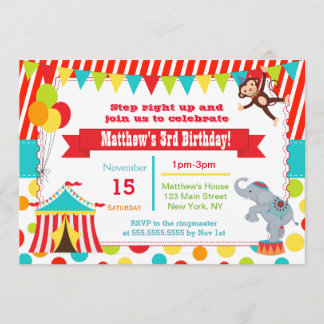 Circus Karneval Geburtstagsparty Einladungen