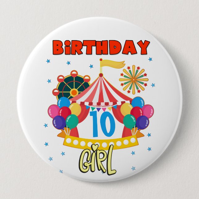 Circus Karneval Party Girl Button (Vorderseite)