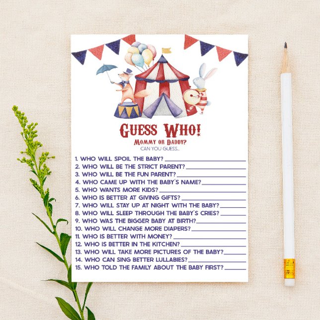 Circus Karneval Ratet Wer! Baby Shower Game (Von Creator hochgeladen)