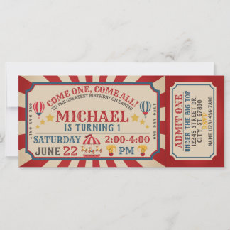 Circus Karneval Ticket zum Geburtstag Einladung