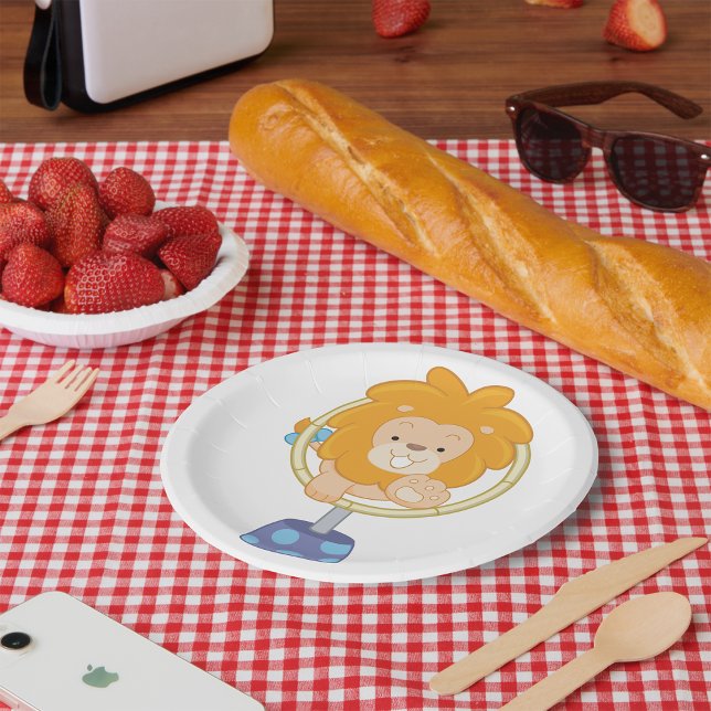 Circus Lion springt durch einen Hoop Pappteller (Von Creator hochgeladen)