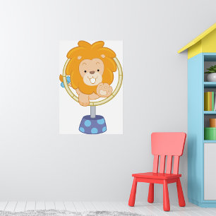 Circus Lion springt durch einen Hoop Poster